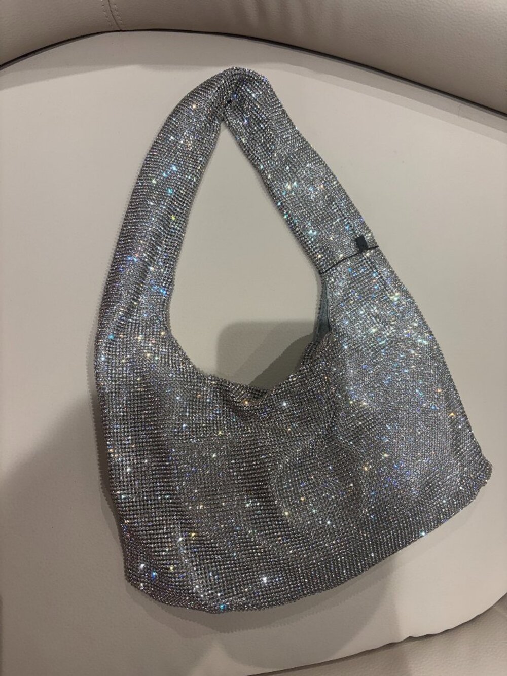 Kara Silver Crystal Mesh Shoulder Bag